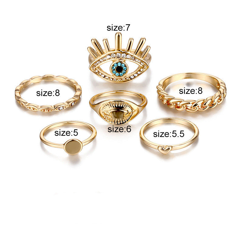 RingeEuropäischer und amerikanischer Retro-Ring "New Eye Love", 6-teiliges Set