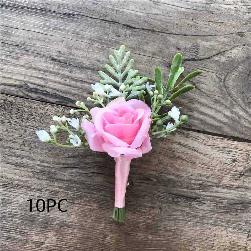 Koreanischer Stoff Braut und Bräutigam Korsage Rose Kleine Knospen Seidenblume vor der Heirat