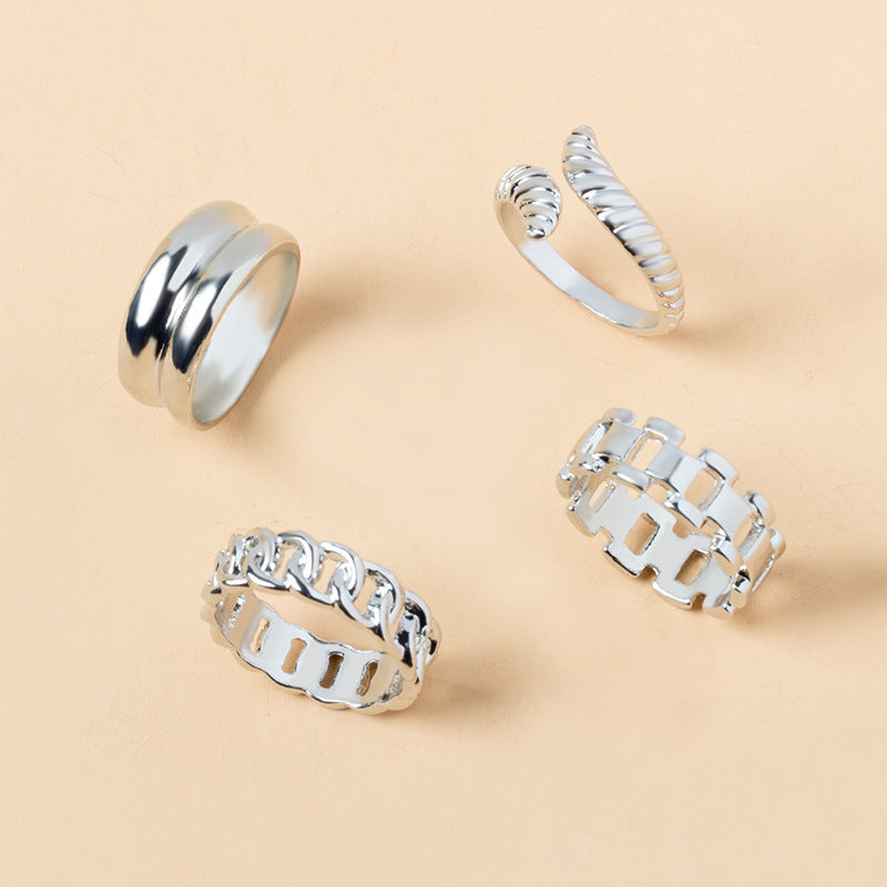 Anillos nudilleros de serpiente chapados en oro estilo vintage, juego de 4 piezas para mujer