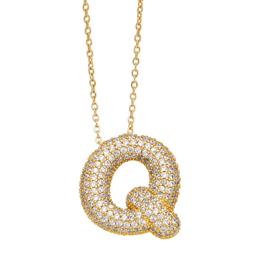 Collar con 26 letras inglesas para mujer con circonitas incrustadas