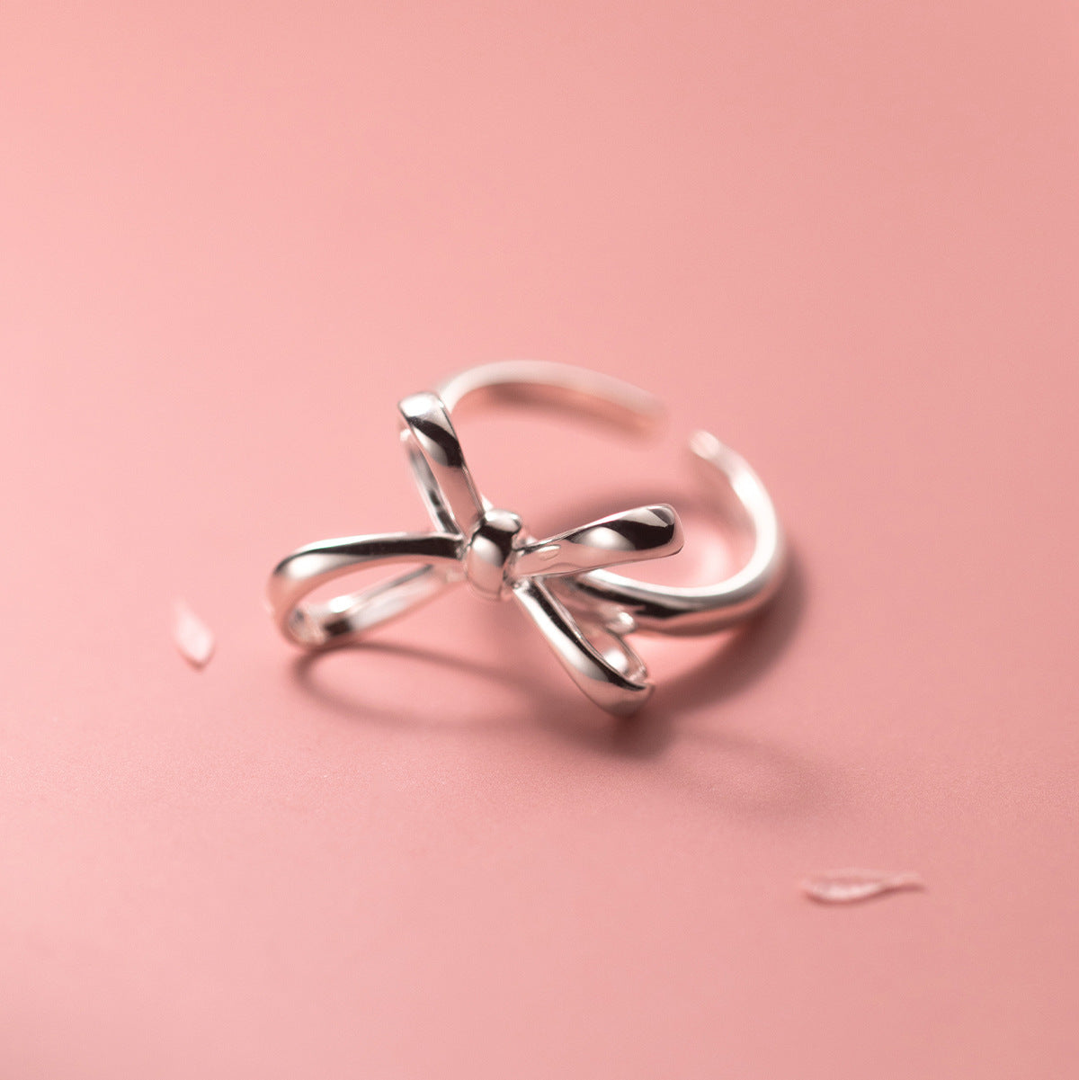 Anillo de plata S925 con lazo, joyería de mujer moderna y de línea sencilla