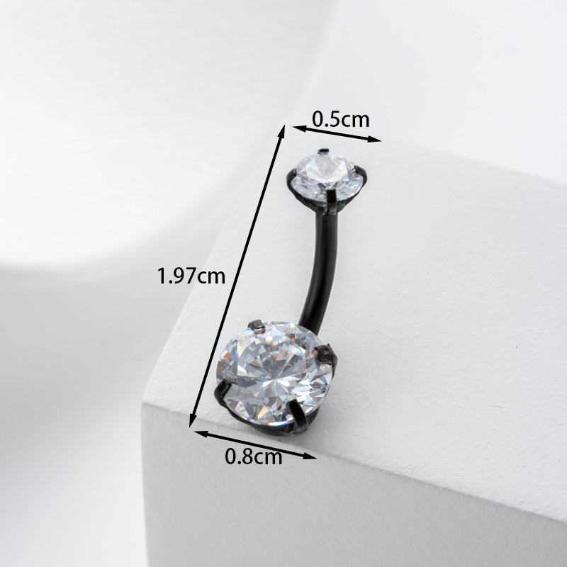 Joyas de perforación corporal de acero inoxidable con dientes internos, zirconio, ombliguera, anillo para el ombligo