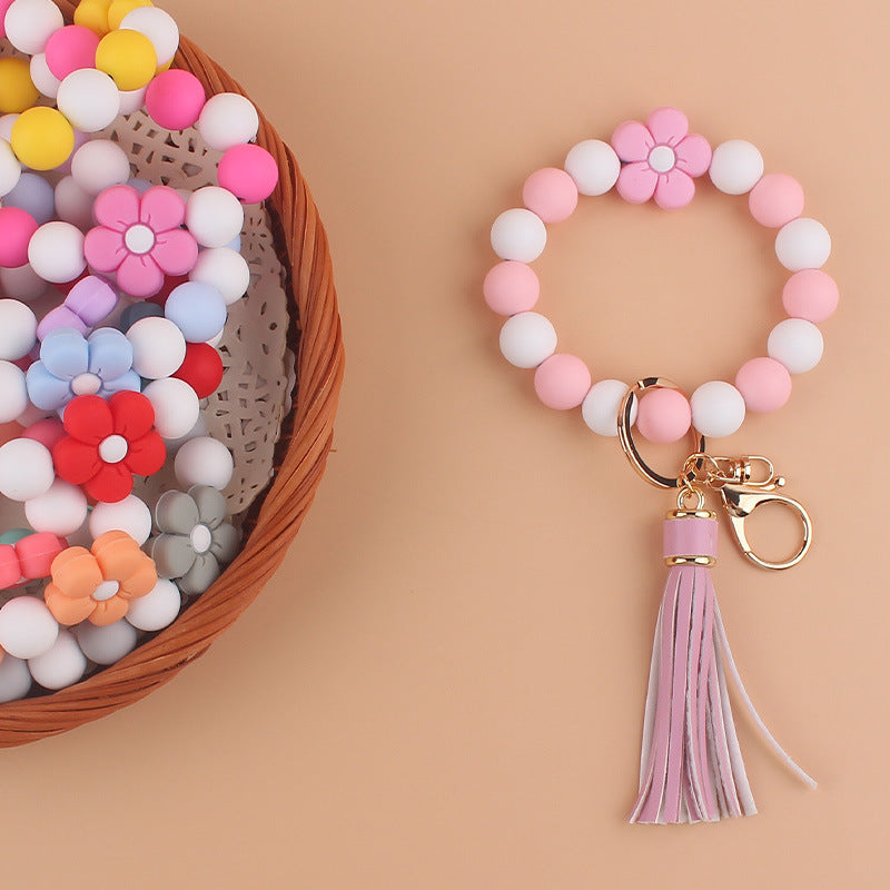 Llavero Pulsera de Silicona de Flores de Dibujos Animados