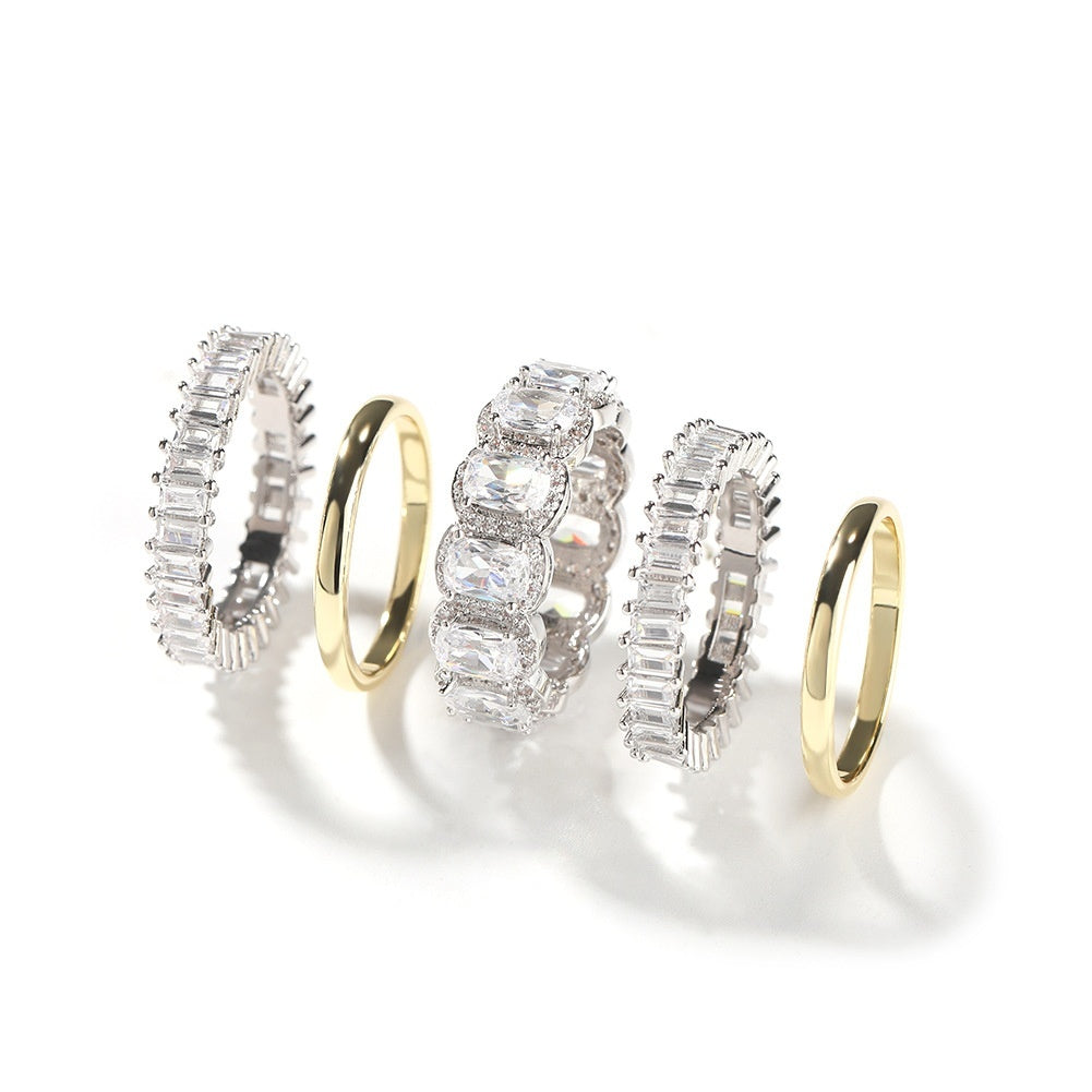 Herrenring-Set Diamantbesetzt 5-teiliges Ring-Set
