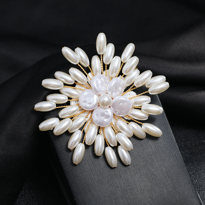 Broche de perlas de lujo con temperamento para mujer