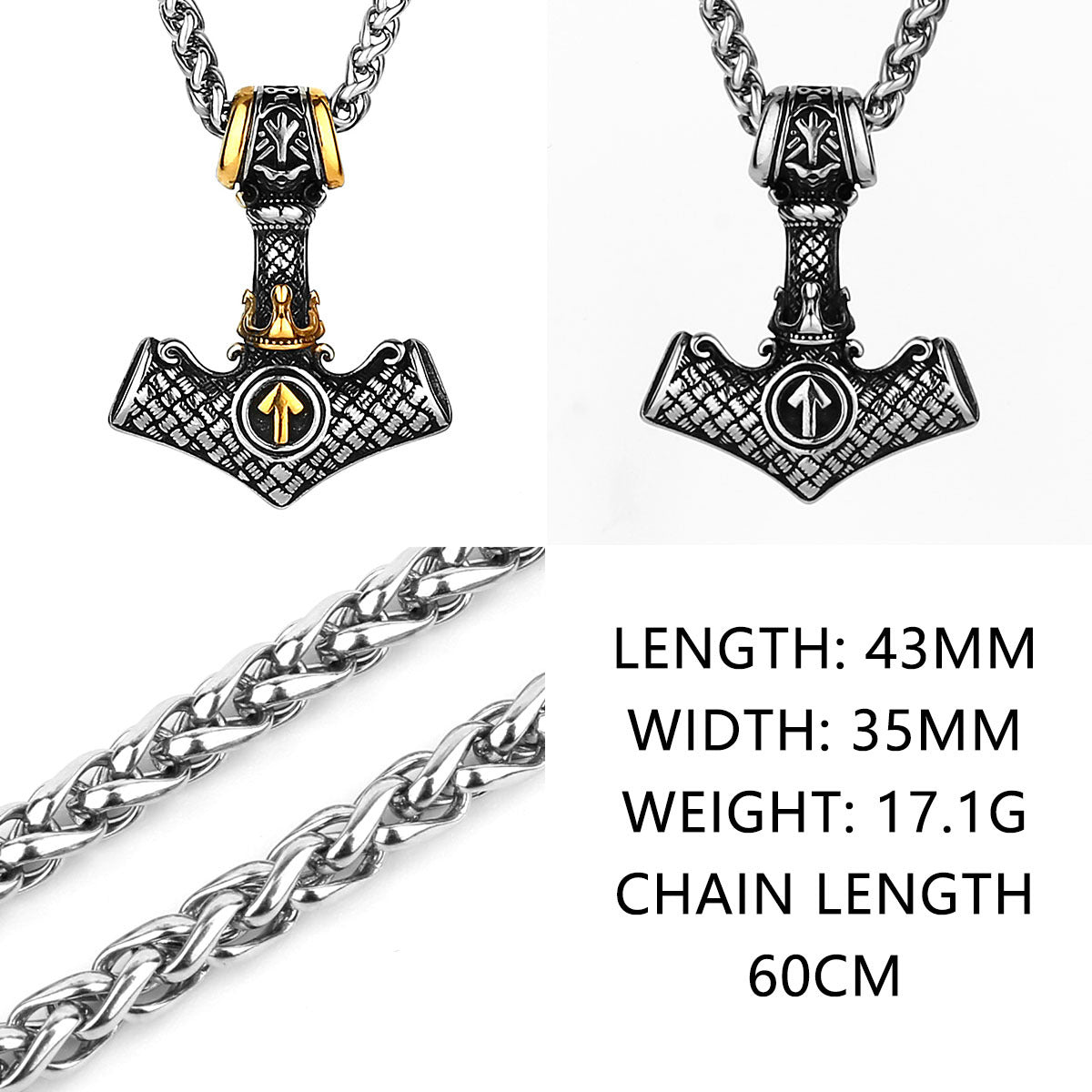 Wikinger Aoding Dreieck Rune Titan-Stahl-Anhänger