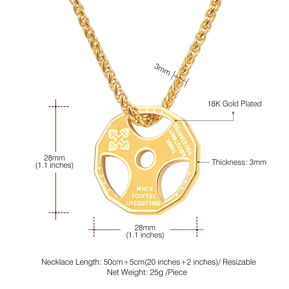 U7 Sport-Schmuck Edelstahl Herren Fitness Hantel Gym Halskette