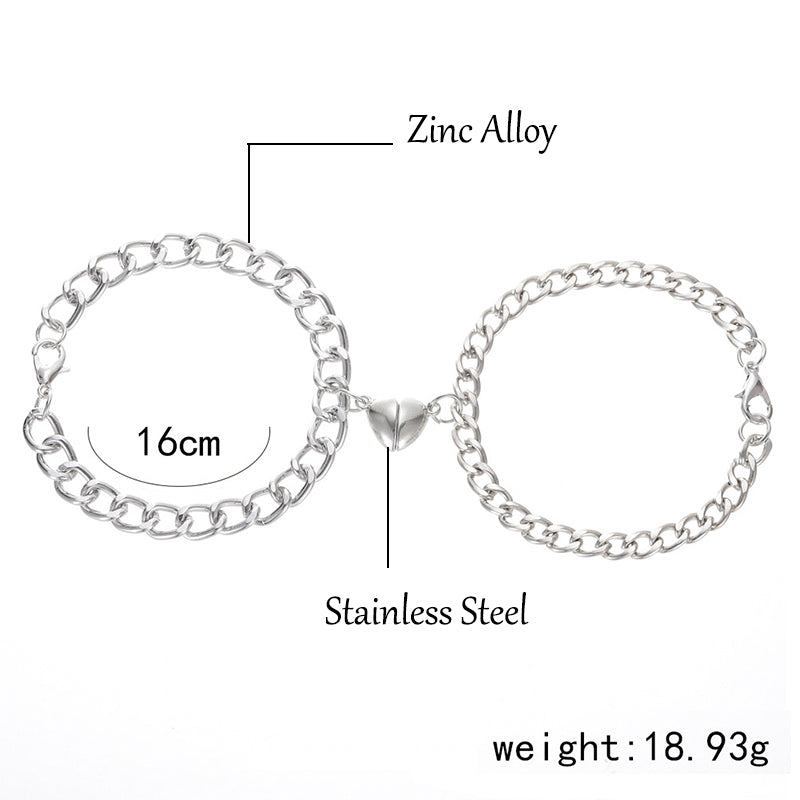 Magnetisches Edelstahl Herz Charm Paar Armband