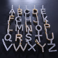 Hip-Hop Herren und Damen schlichte Zirkon-Buchstabenanhänger 26 Buchstaben Halskette freie Kombination BlingBlingLetters