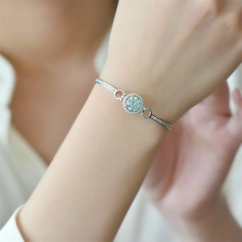 Green Diamond D-color Bracelet White Gold Plated Luxury