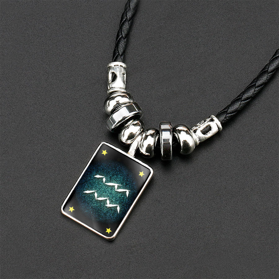 Obsidian Zodiac Couple Pendant Necklace