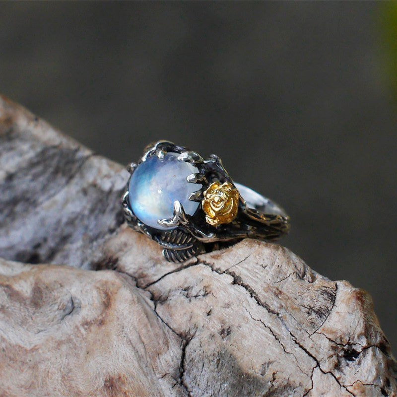 Anillo de hoja de árbol con separación de colores