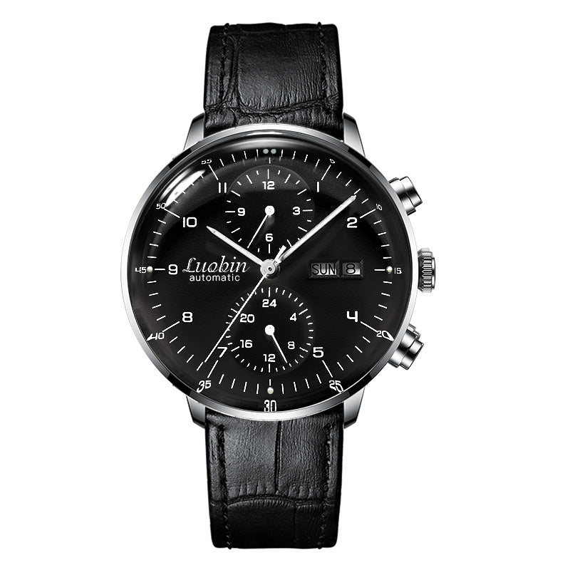 Vollautomatische mechanische Uhr, Multifunktionale Business-Uhr, schlicht, leuchtend, wasserdicht