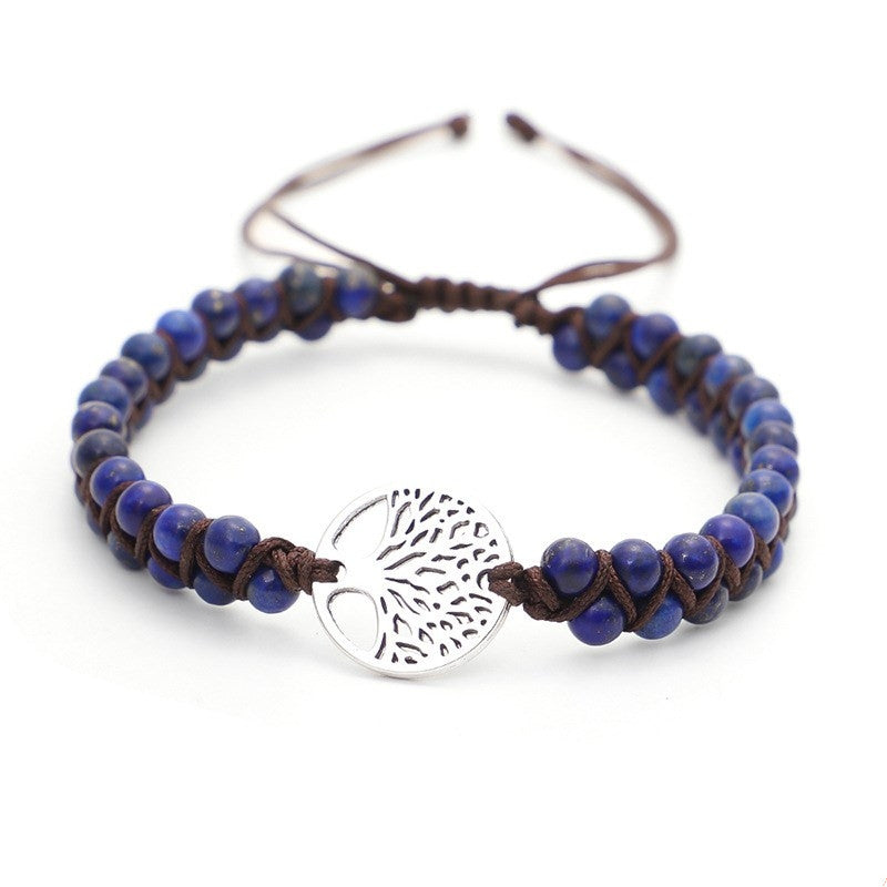 Armband mit doppeltem Lebensbaum und geflochtenem Garn