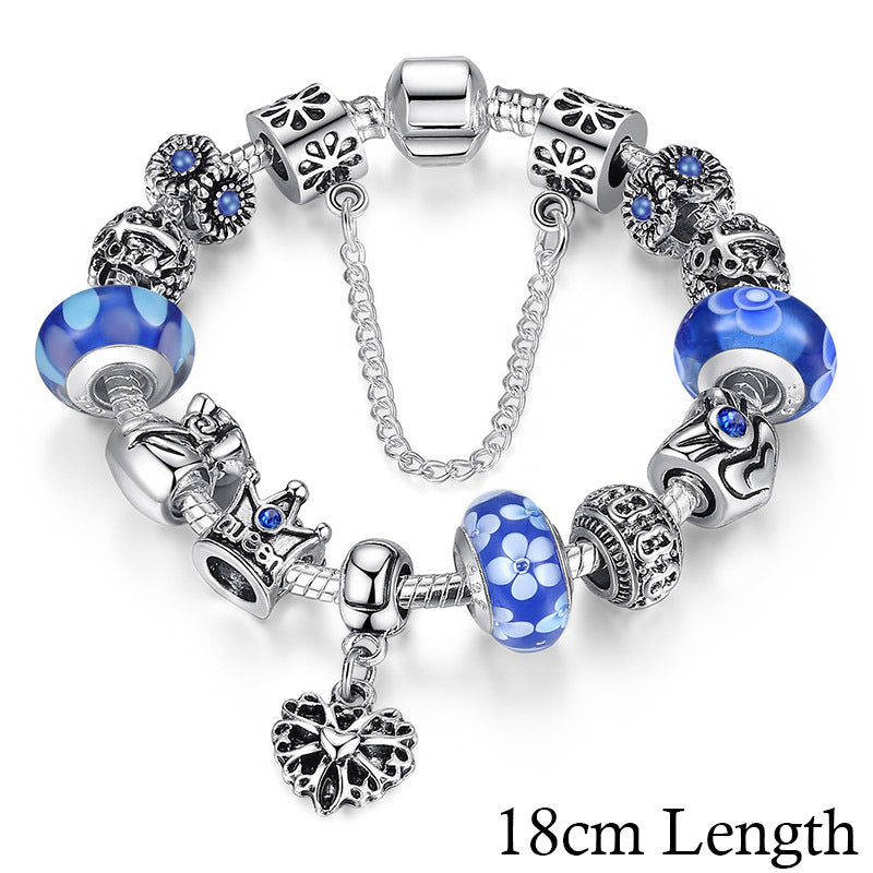 Schmuck Silber Charms Armband & Armreifen mit Königinnenkrone Perlen Armband für Frauen