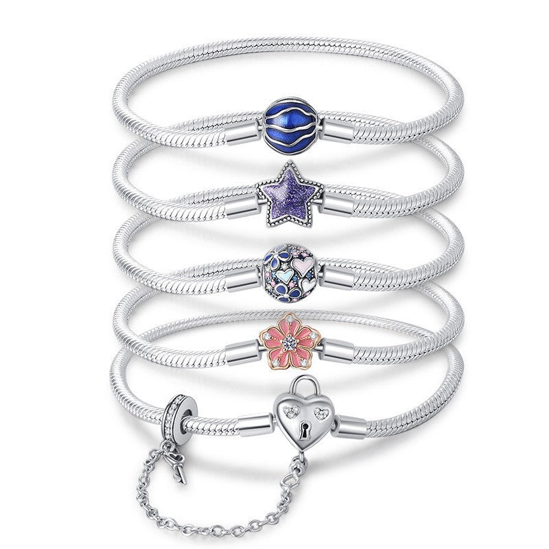 Pulsera de circonitas con diseño de estrella y amor para mujer, estilo creativo europeo y americano