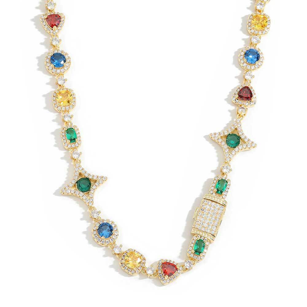 Jewelry Ornament Hip Hop Color Gemstone Necklace Bracelet