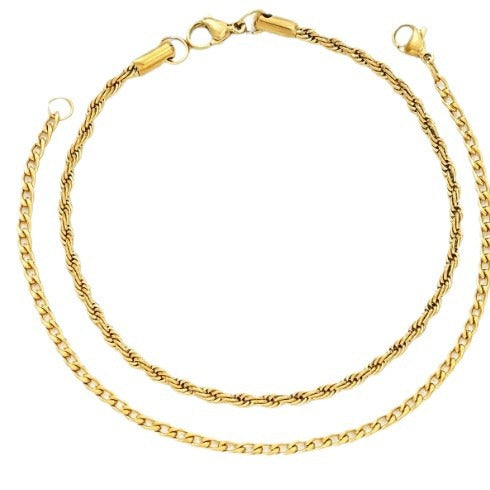 Edelstahl-Twist-Kettenarmband 2er-Set Mode