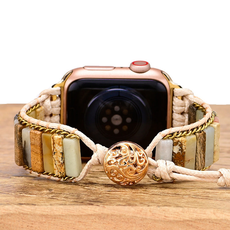 Correa de reloj trenzada de piedra estilo bohemio