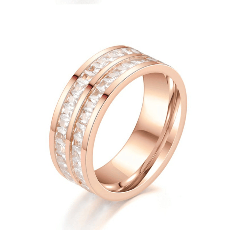 Anillos de diamantes de imitación de moda para mujer Anillo de acero inoxidable