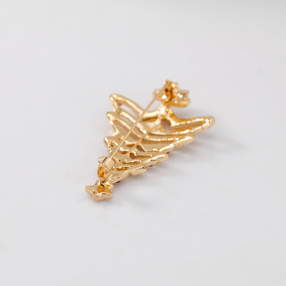 Rhinestone Christmas Tree Brooch