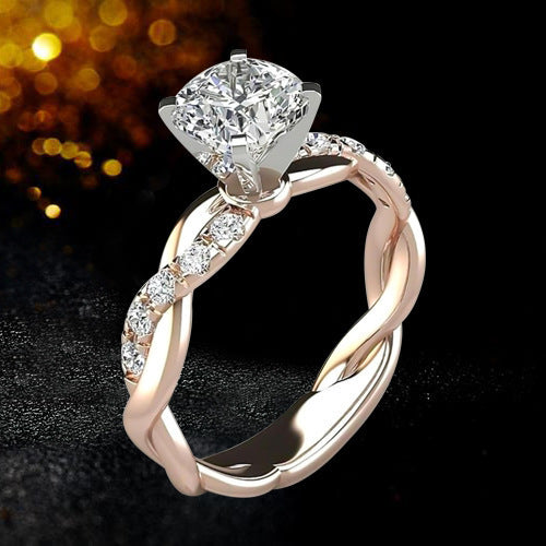 Anillo de princesa con diamante de talla cuadrada
