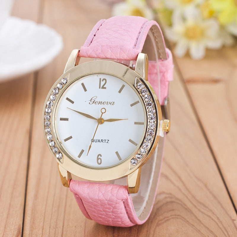 Reloj de cuarzo de diamantes Geneva para mujer