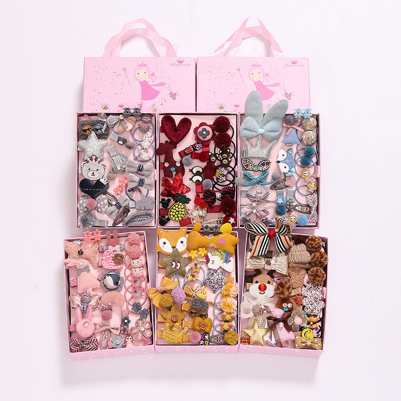 24PCS Bow head rope hair clip hair ring hair accessories set