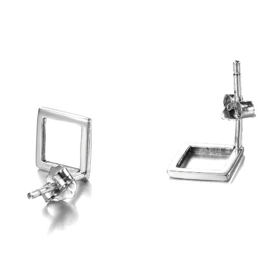 Pendientes cuadrados de plata de ley 925