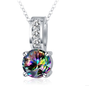 Glamouröses Regenbogen Mystisches Zirkonia-Schmuckset in Silberfarbe
