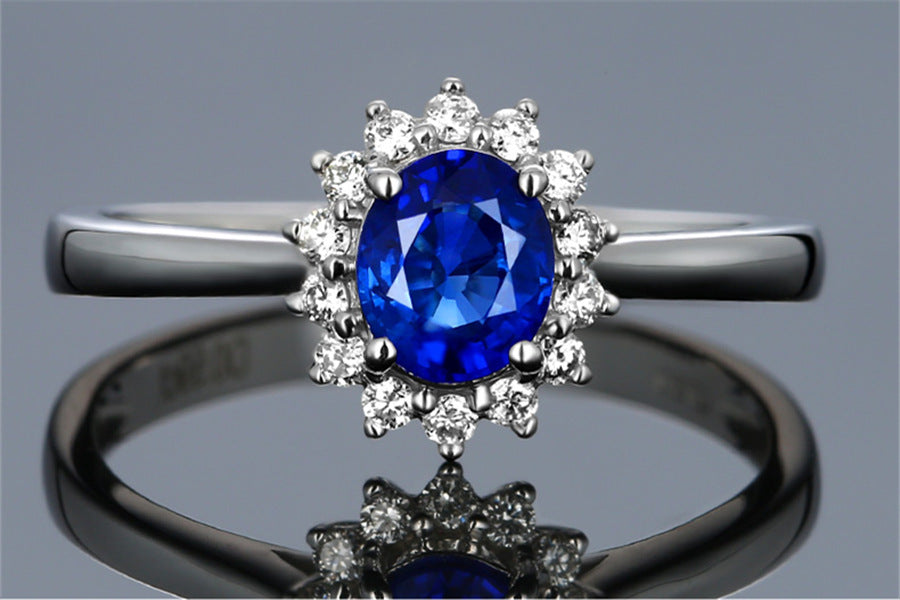 High-End ausländischer explosionsgeschützter Schmuck Europa und die Vereinigten Staaten beliebter Verlobungsring hochwertiger blauer Zirkon-Goldring