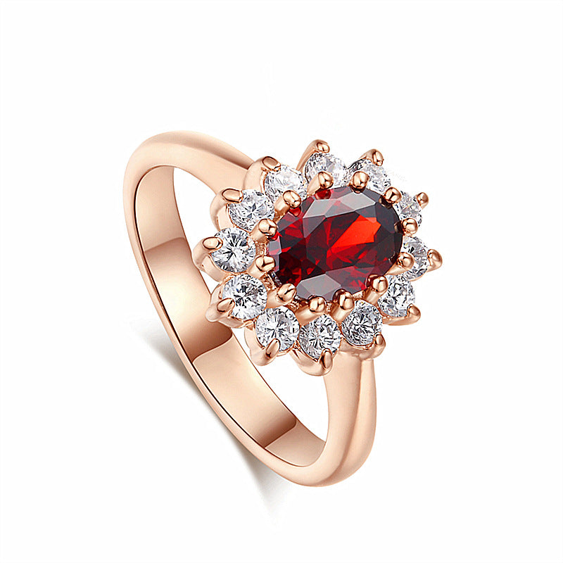 High-End ausländischer explosionsgeschützter Schmuck Europa und die Vereinigten Staaten beliebter Verlobungsring hochwertiger blauer Zirkon-Goldring