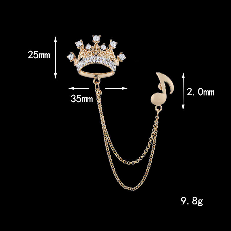 Broche de corona de alta gama, broche para hombre, pin de solapa de traje, accesorios