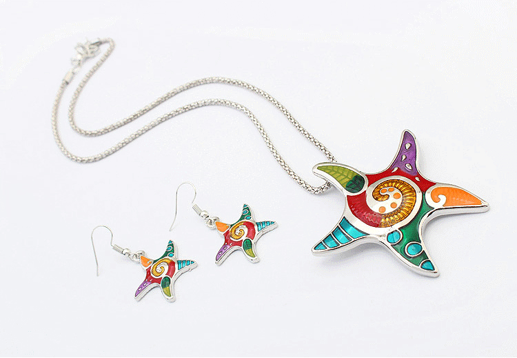Collar de estrella de mar de color al óleo