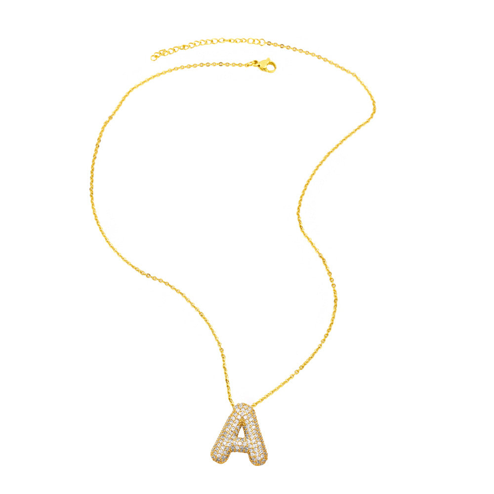 Collar con 26 letras inglesas para mujer con circonitas incrustadas