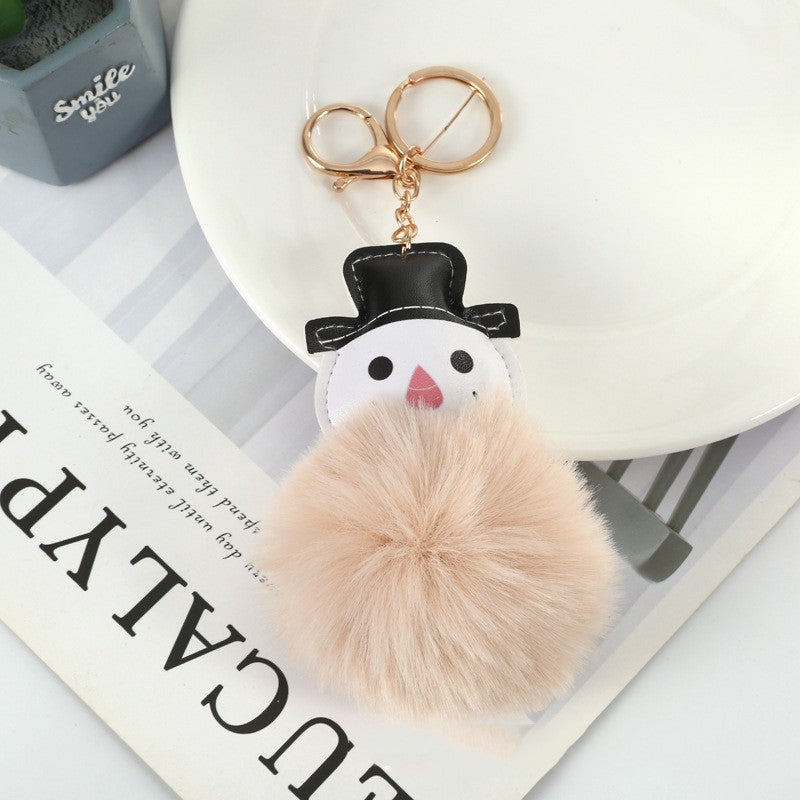 Colgante Llavero de Bola de Pelo de Muñeco de Nieve Lindo