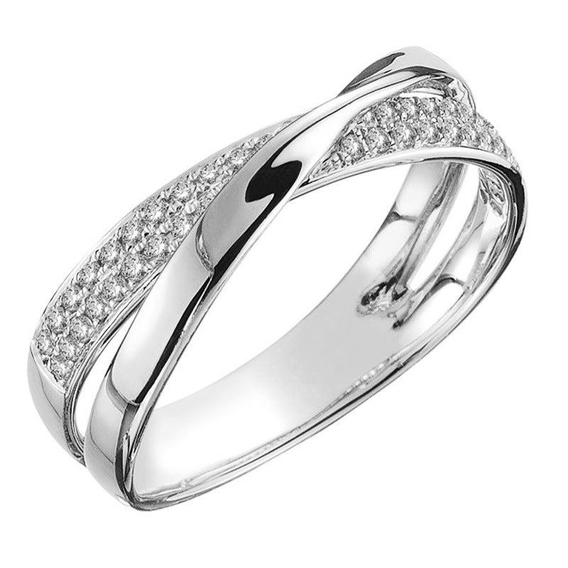 Einfacher Persönlichkeits-X-förmiger zweifarbiger weiblicher Zirkon-Kupferring