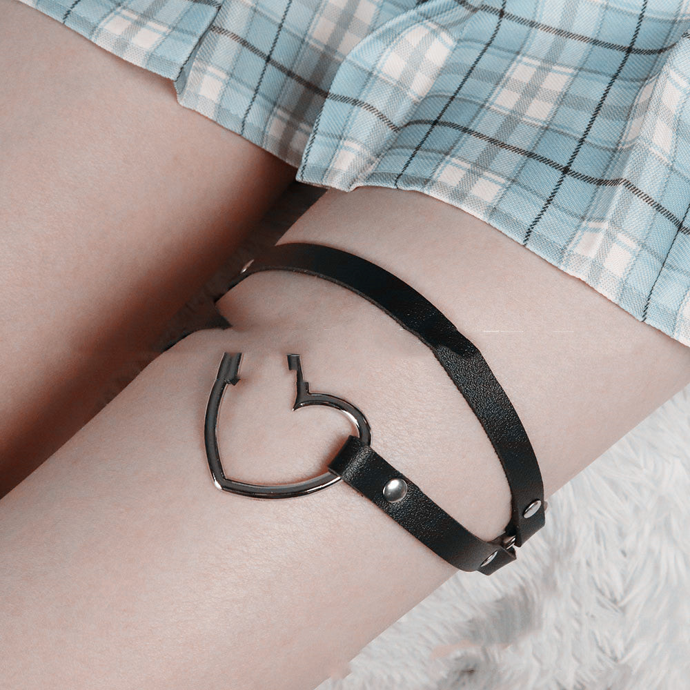 Anillo de pierna de cuero con pentagrama personalizado para bondage