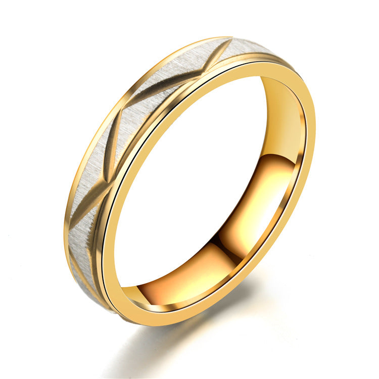 Anillo de pareja de acero de titanio, anillo de acero inoxidable chapado en oro de 24 quilates