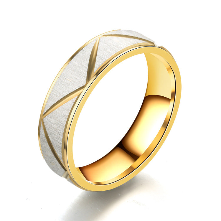 Anillo de pareja de acero de titanio, anillo de acero inoxidable chapado en oro de 24 quilates