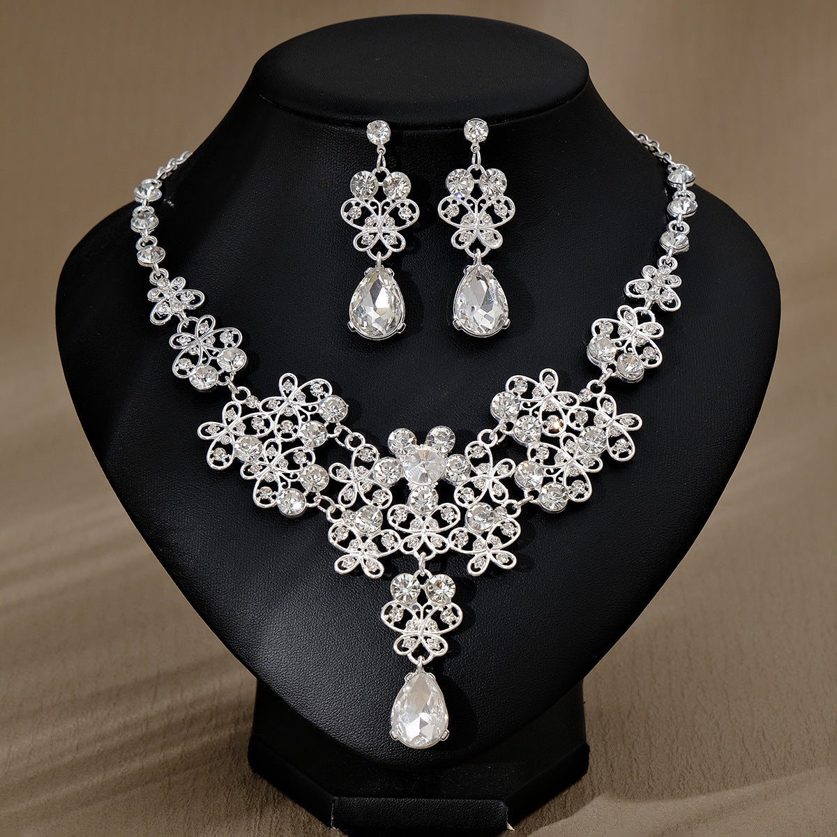 Pendientes Y Collar De Perlas Y Diamantes De Imitación Para Mujer