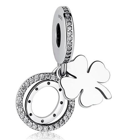 S925 Sterling Silber mit Zirkon-Liebeskleeblatt-Perlen