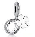 S925 Sterling Silber mit Zirkon-Liebeskleeblatt-Perlen