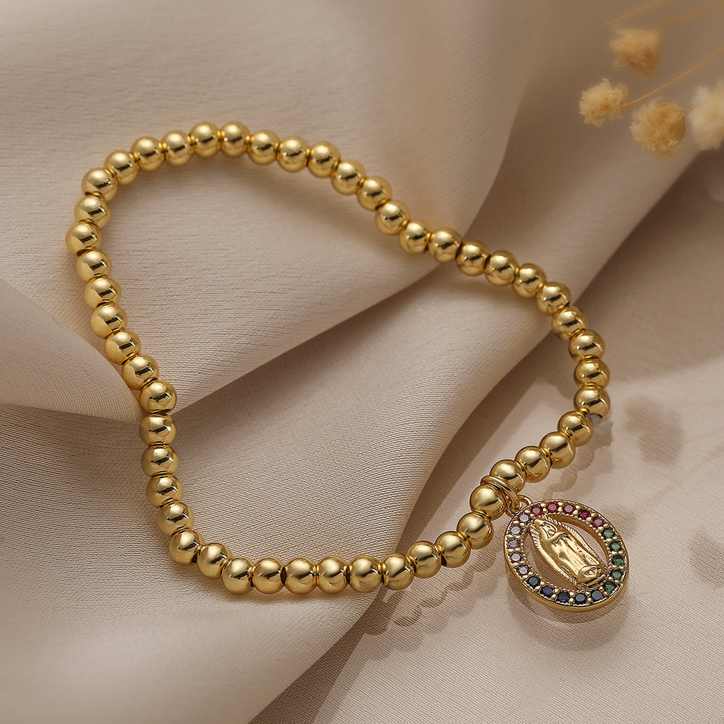 Pulsera con colgante de cruz de María, circonitas incrustadas, personalidad de nicho europeo y americano australiano