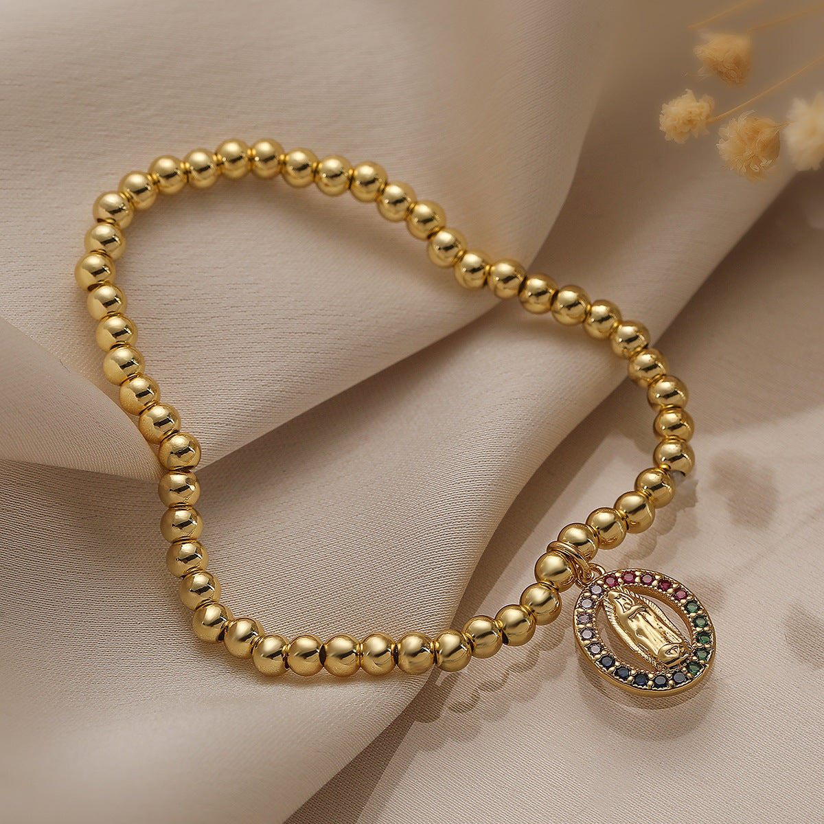 Pulsera con colgante de cruz de María, circonitas incrustadas, personalidad de nicho europeo y americano australiano