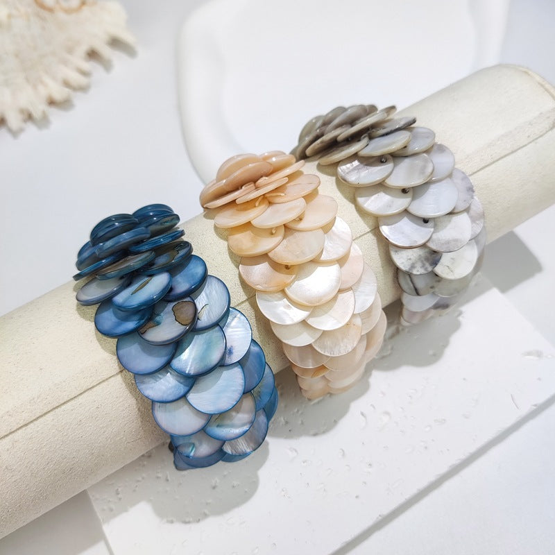 Handgewebtes rundes Muschelschuppen-Armband