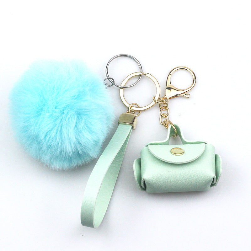 Llavero de bolso de cuero creativo con adornos de moda