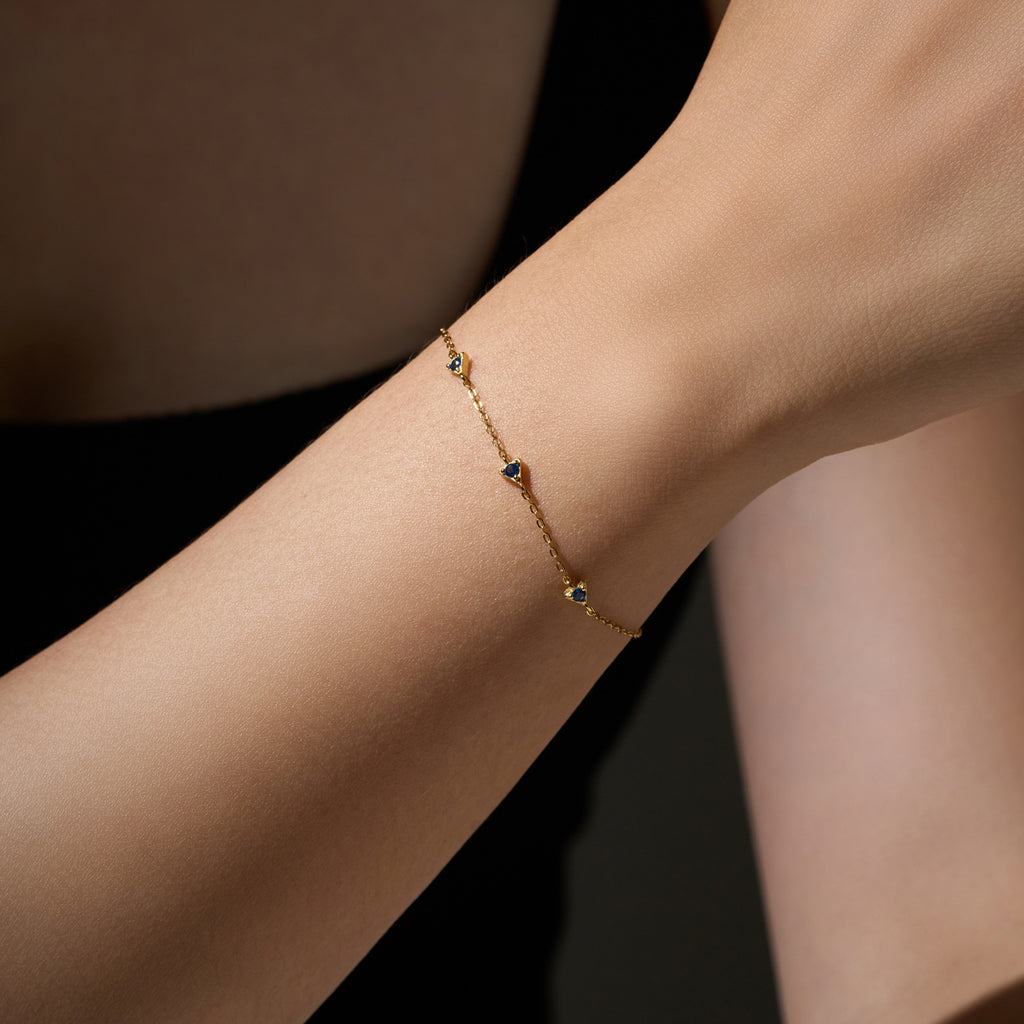 Pulsera doble de plata de ley S925 con diamantes a juego