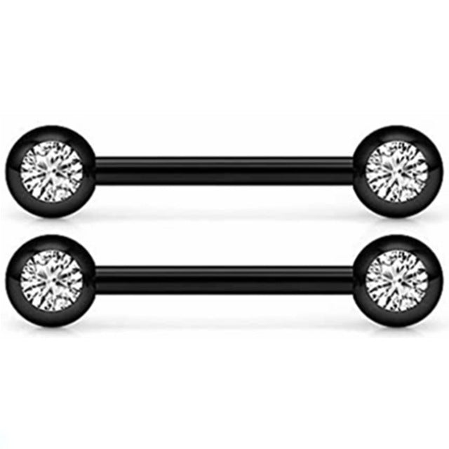 Black Full Drill Ball Straight Wings Heart Shaped Body Piercing Jewelry