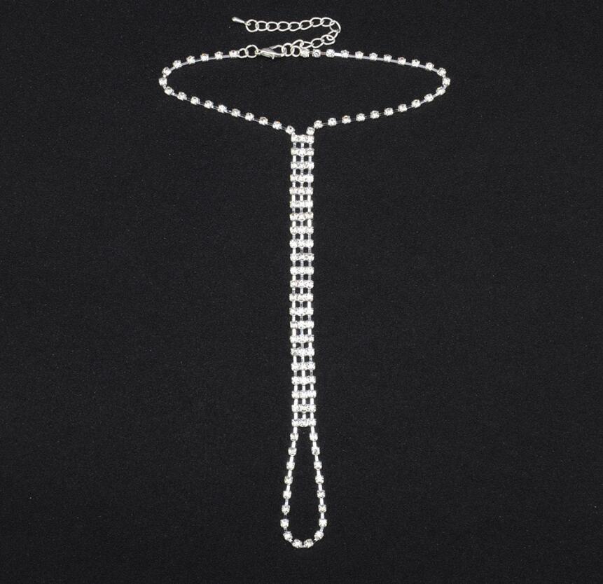 Tobillera de verano sexy para mujer, pulsera con diamantes de imitación, cadena para la pierna, sandalias de playa, tobillera de cristal bohemia, cadena para el pie